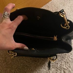 Coach black leather hand bag